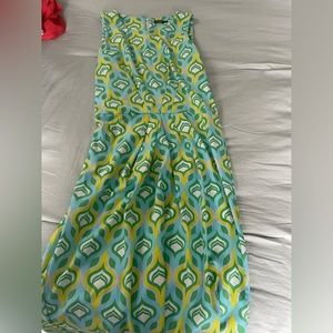 Blue, green, and yellow dress from J. McLaughin